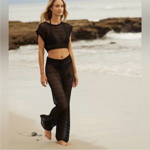 PQ Renee and Bree Swim Black Crochet Coverup Set